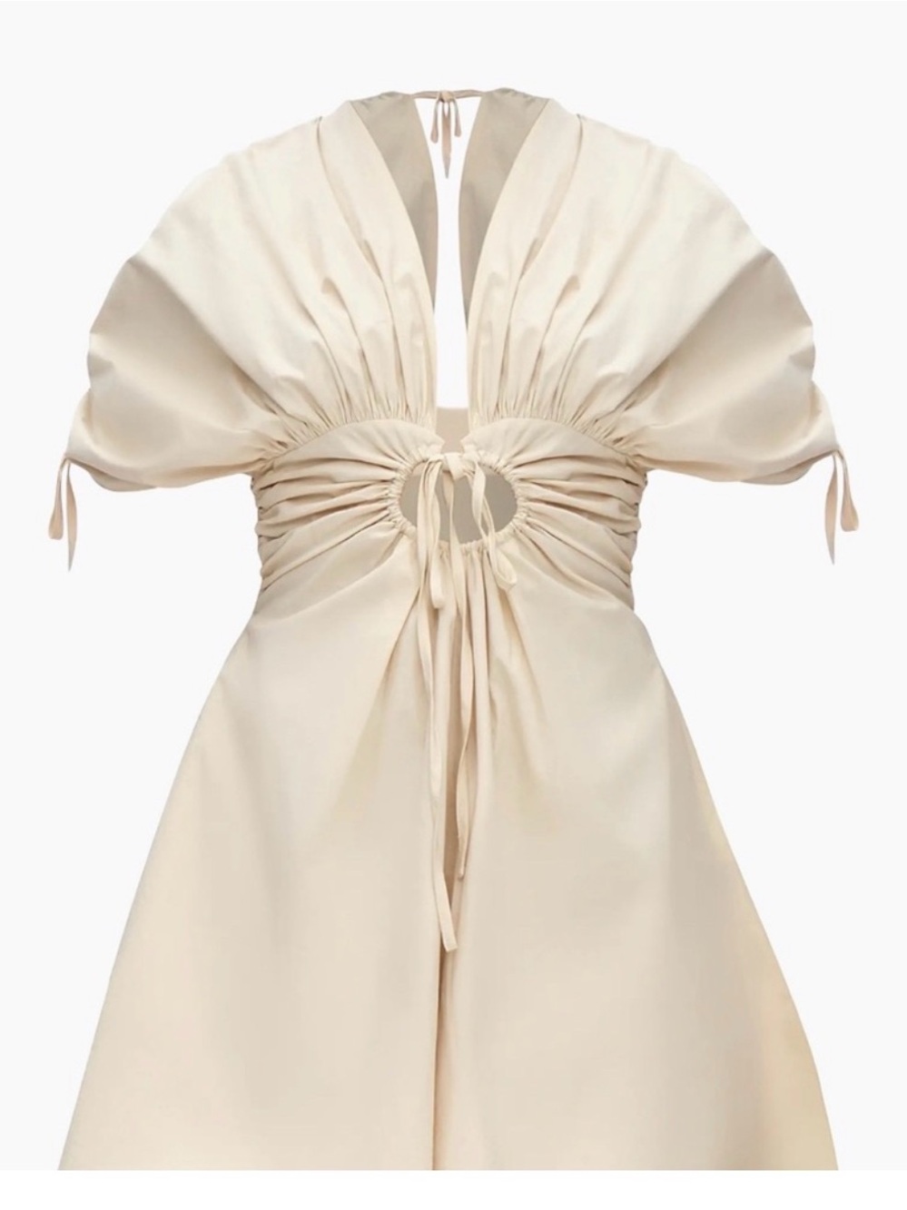 NWT Andrea Iyamah Ivory Cutout Romper with Puff Sleeves